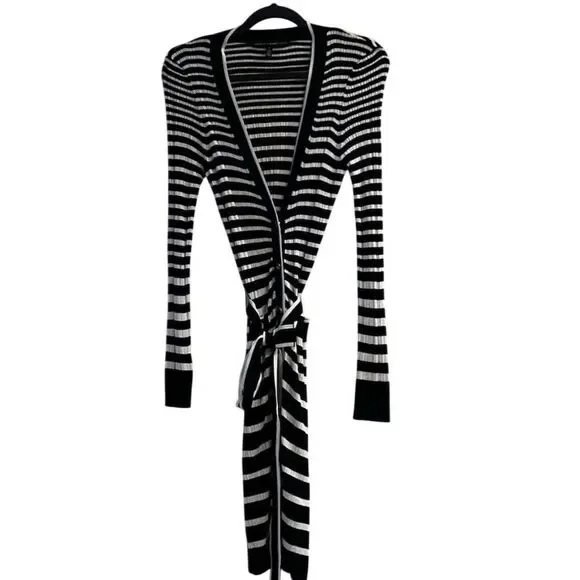 White House Black Market Women's Striped Long Cardigan Sweater Size S - Picture 1 of 7